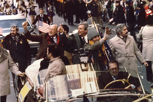 Moorhead Kennedy (on right) with Mayor Ed Koch - New York Ticker Tape Parade (1981) (Courtesy of Moorhead Kennedy)